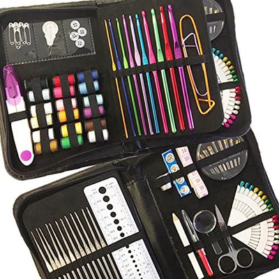 ARTIKA Sewing kit & Crochet kit, DIY Over 100 Premium Sewing and Crocheting Supplies, Free Extra Knitting Accessories - Travel Sewing kit, for Beginners, Emergency, Kids, Summer Campers and Home