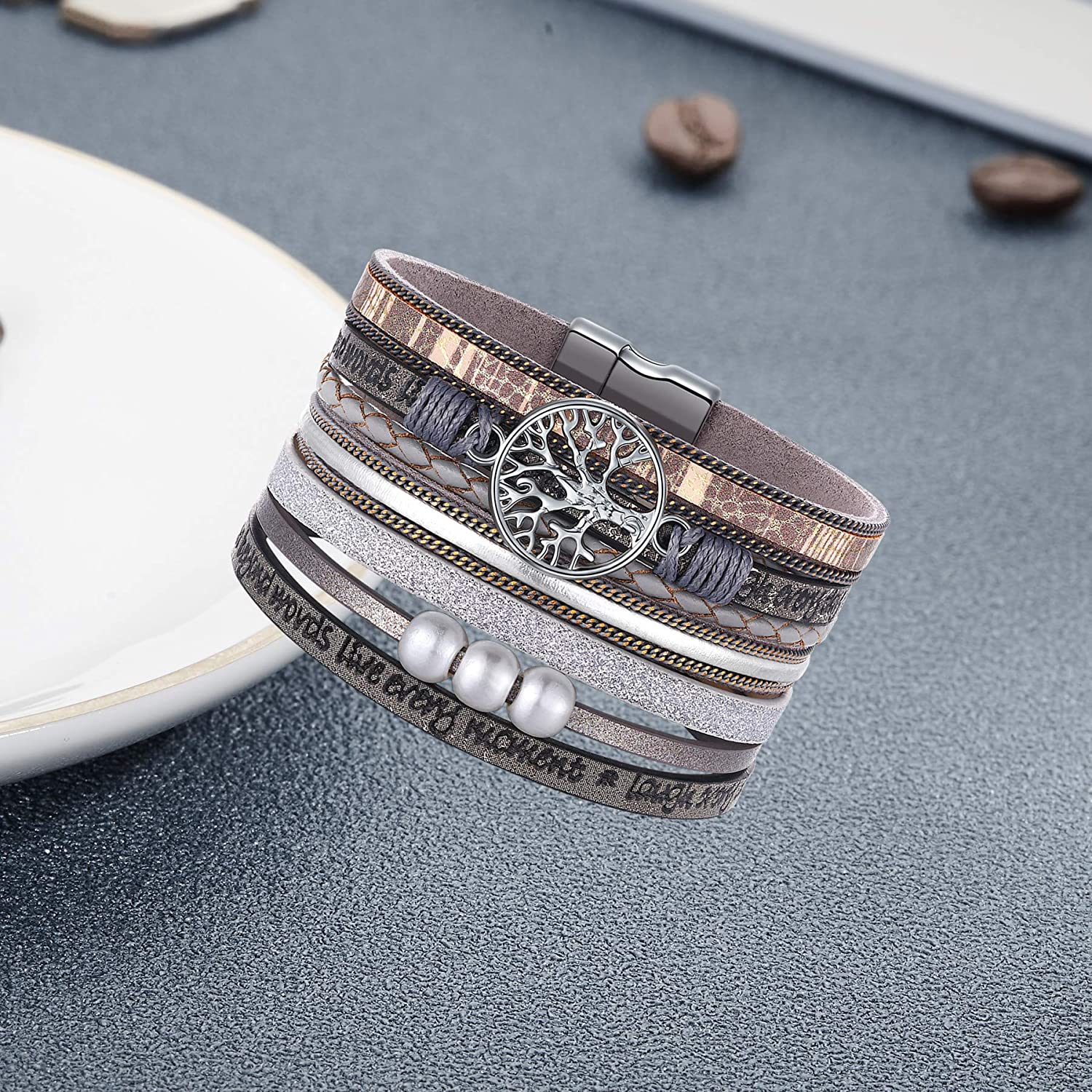 Inspirational Tree of Life Leather Bracelets for Women,Birthday Easter Jewelry Gifts for Teens Girls