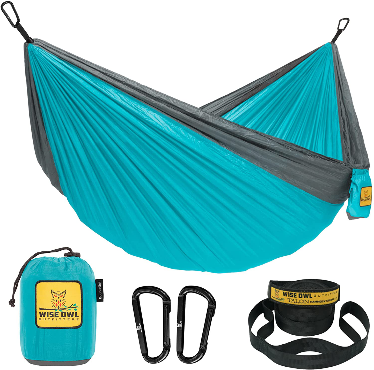 Wise Owl Outfitters Camping Hammocks - Portable Hammock Single or Double Hammock for Outdoor, Indoor W/ Tree Straps - Backpacking, Travel, and Camping Gear