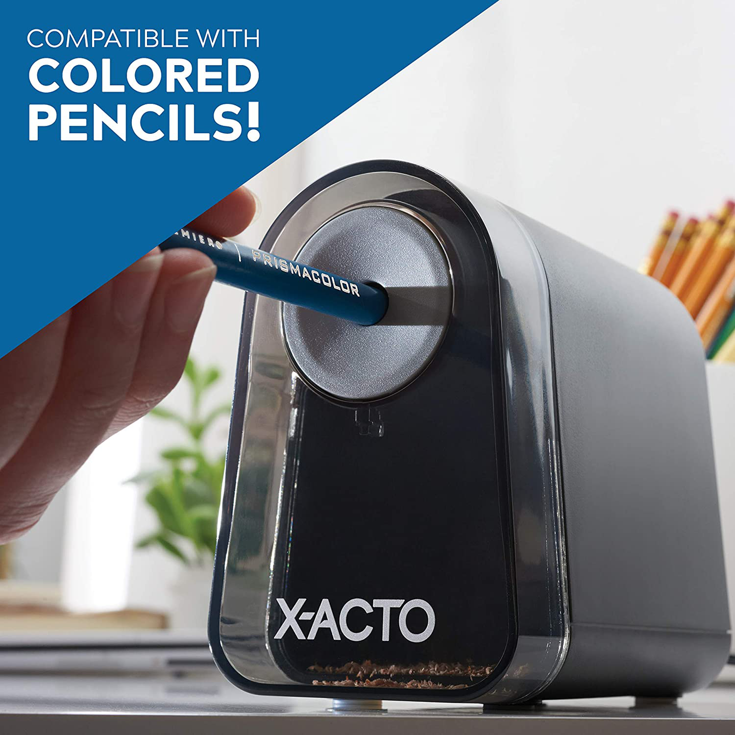 X-ACTO Pencil Sharpener | Mighty Mite Electric Pencil Sharpener, With Pencil Saver, SafeStart Motor, Black, 1 Count