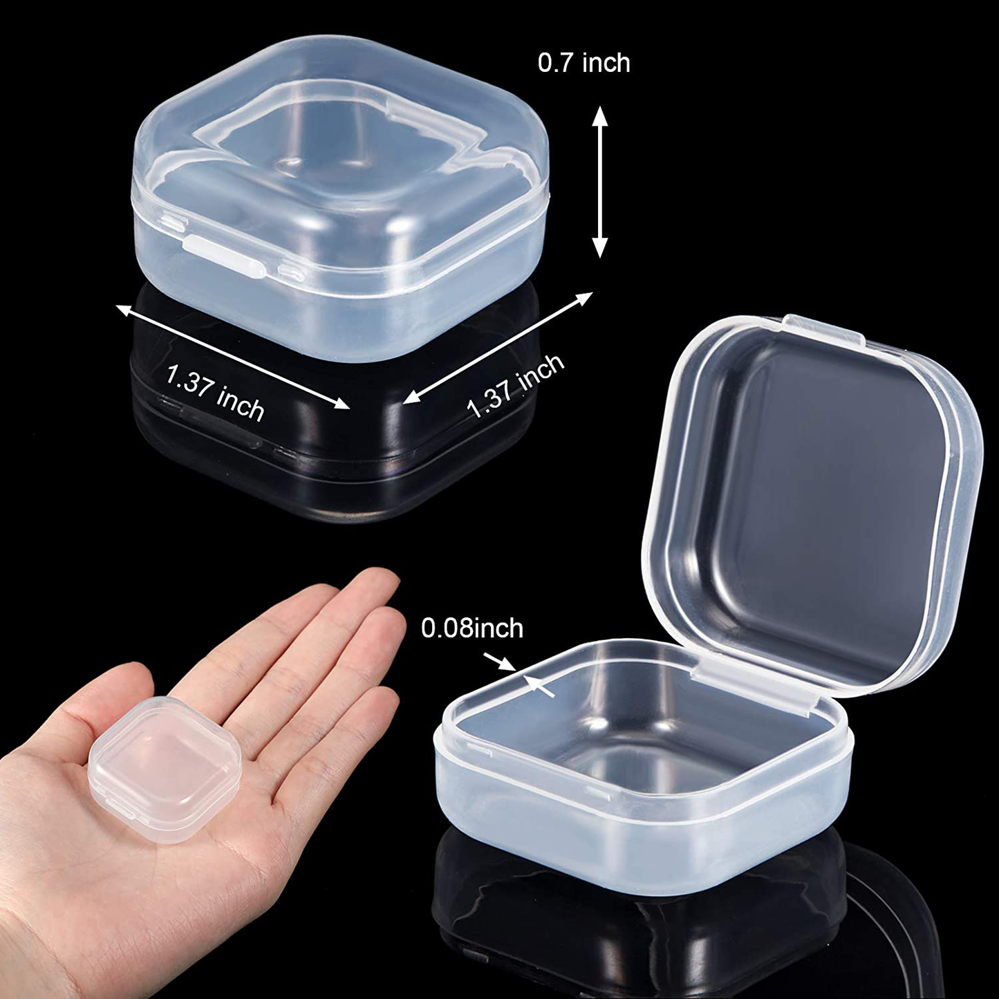 24 Packs Small Clear Plastic Beads Storage Containers Box with Hinged Lid for Storage of Small Items, Crafts, Jewelry, Hardware