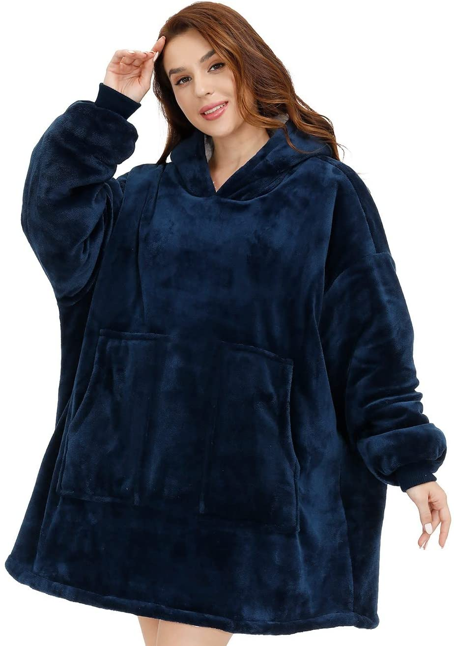 Oversized Wearable Sherpa Fleece Blanket Hoodie Comfortable Soft Warm Thick Hoodie Blanket
