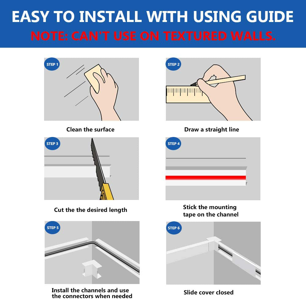 Cord Cover Raceway Kit, 157in Cable Cover Channel, Paintable Cord Concealer System Cable Hider, Cord Wires, Hiding Wall Mount TV Powers Cords in Home Office