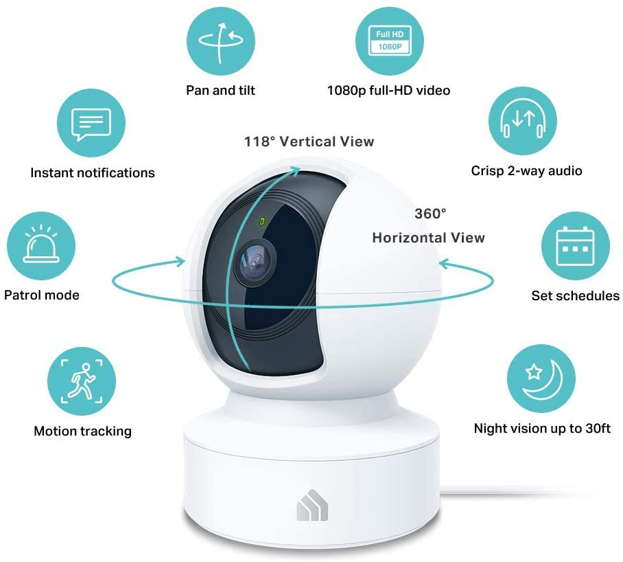 Dome Indoor Security Camera by TP-Link, 1080p HD Smart Home Pan/Tilt Camera with Night Vision, Motion Detection for Pet Baby Monitor, Works with Alexa & Google Home