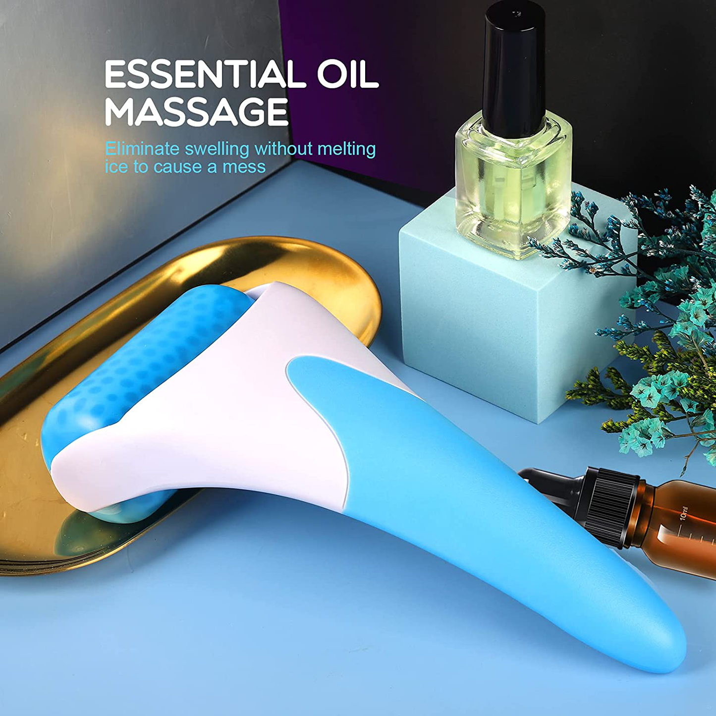 Ice Roller for Face Eye Puffiness, Teenitor Ice Face Roller Massager TMJ Migraine Pain Relief and Minor Injury Therapy Cold Freezer Tighten Skin Care Products