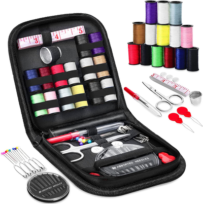 Sewing Kit, OKOM Mini Small Basic Fine Sewing Set, Portable DIY Sewing Kit for Beginner, Traveller and Emergency Clothing Fixes, Contains Scissors, Thimble, Thread, Sewing Needle, Tape Measure Etc.