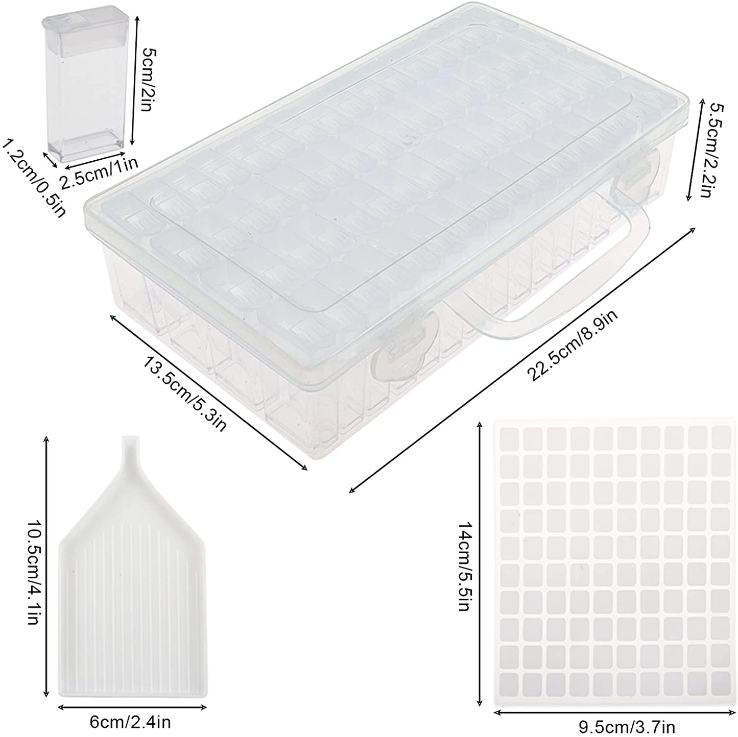 Diamond Painting Box Storage Containers Diamond Art DIY Accessories with Funnel Plate 200pcs Label Stickers for Beads Seeds Crafts