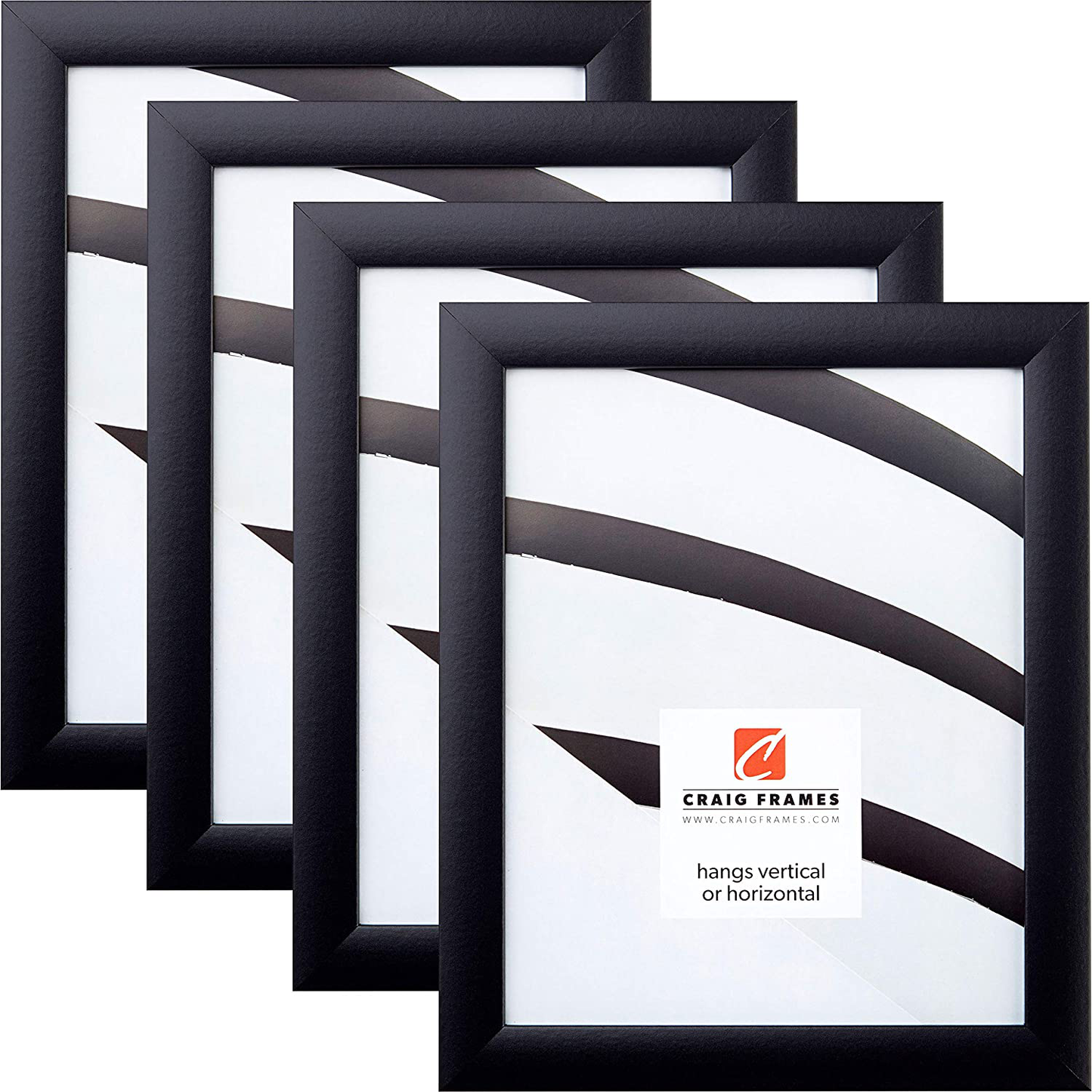 Craig Frames 1WB3BK 8 x 10 Inch Picture Frame, Black, Set of 4