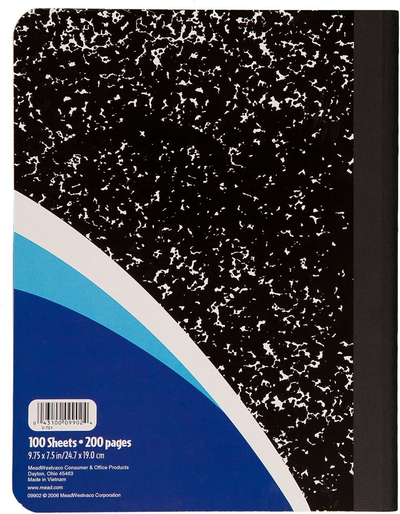 Mead Primary Composition Notebook, Wide Ruled Comp Book, Lined Paper, Grades K-2 Writing Workbook, Dotted Notebook Perfect for Home School Supplies, 100 Sheets, Blue Marble (09902)