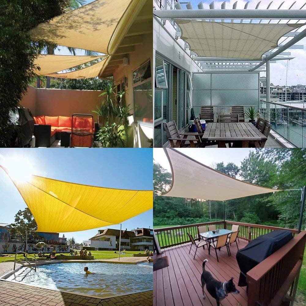 Sun Shade Sail Outdoor Triangle Shade Canopy UV Block Awning for Patio Garden Backyard Lawn (8'X8'X8', Brown)