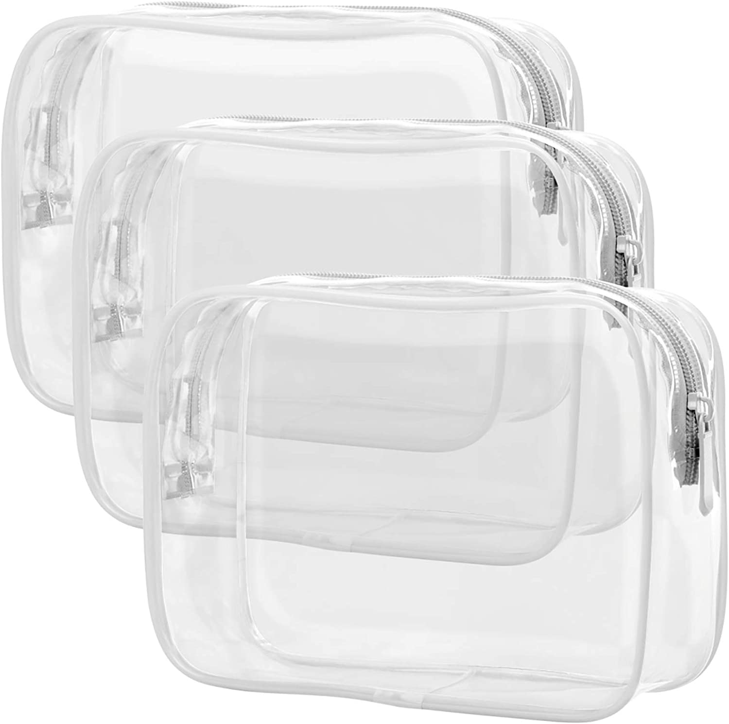 Clear Toiletry Bag, Packism 3 Pack TSA Approved Toiletry Bag Quart Size Bag, Travel Makeup Cosmetic Bag for Women Men, Carry on Airport Airline Compliant Bag