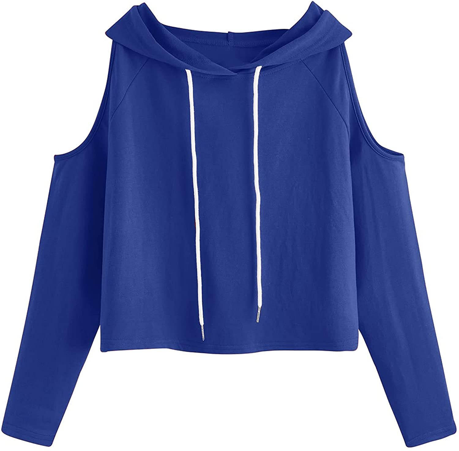 SweatyRocks Women's Cold Shoulder Tie Dye Pullover Hoodie Crop Top Sweatshirt