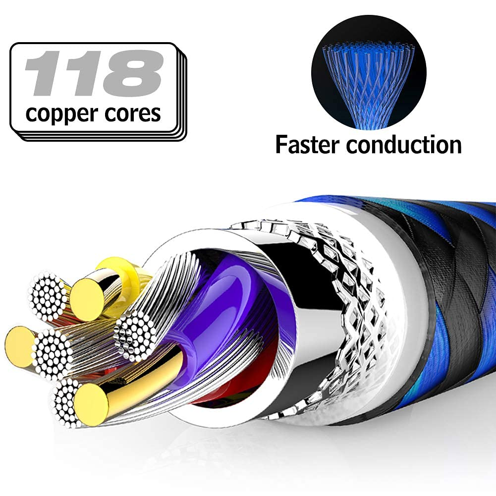 5 Pack USB C Cable (3/3/6/6/10FT) USB-C to USB-A Fast Charging Aluminum Housing