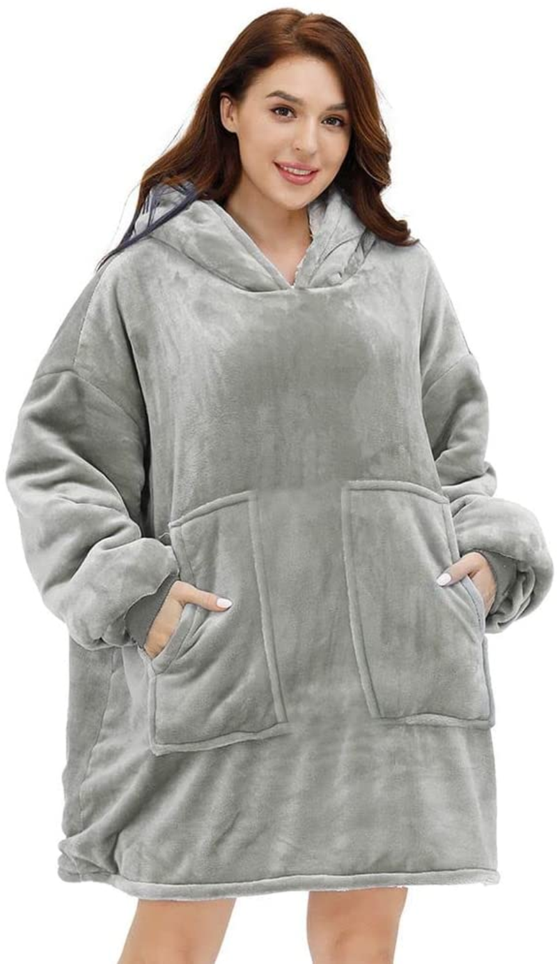 Oversized Wearable Sherpa Fleece Blanket Hoodie Comfortable Soft Warm Thick Hoodie Blanket
