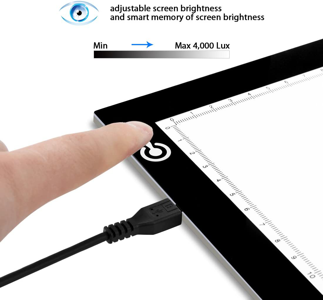 Tracing LED Copy Board Light Box, Ultra-Thin Adjustable USB Power Artcraft LED Trace Light Pad for Tattoo Drawing, Streaming, Sketching, Animation, Stenciling