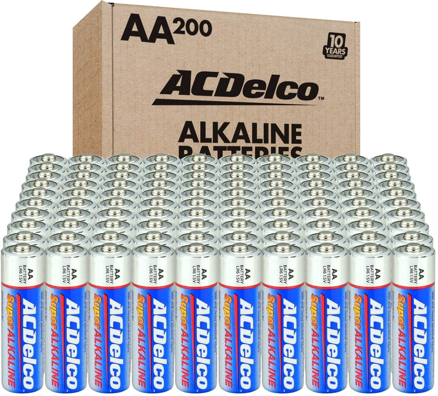 Acdelco AA Batteries, Maximum Power Super Alkaline Battery, 10-Year Shelf Life, Recloseable Packaging, Blue