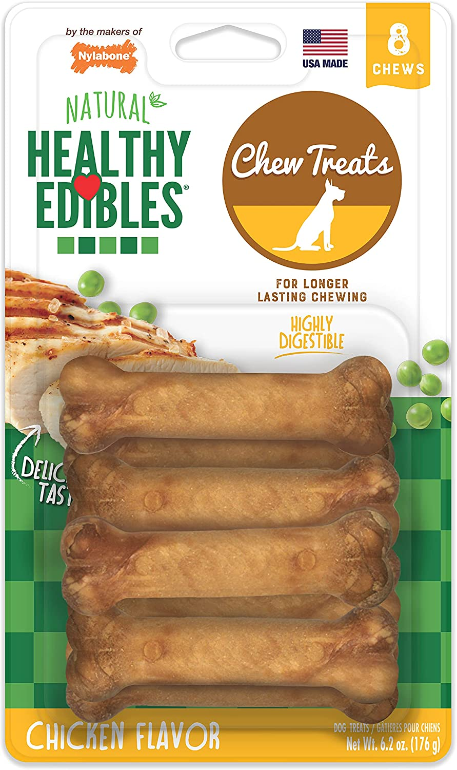 Nylabone Healthy Edibles All-Natural Long Lasting Bacon Flavor Chew Treats 3 Count Bacon Small/Regular