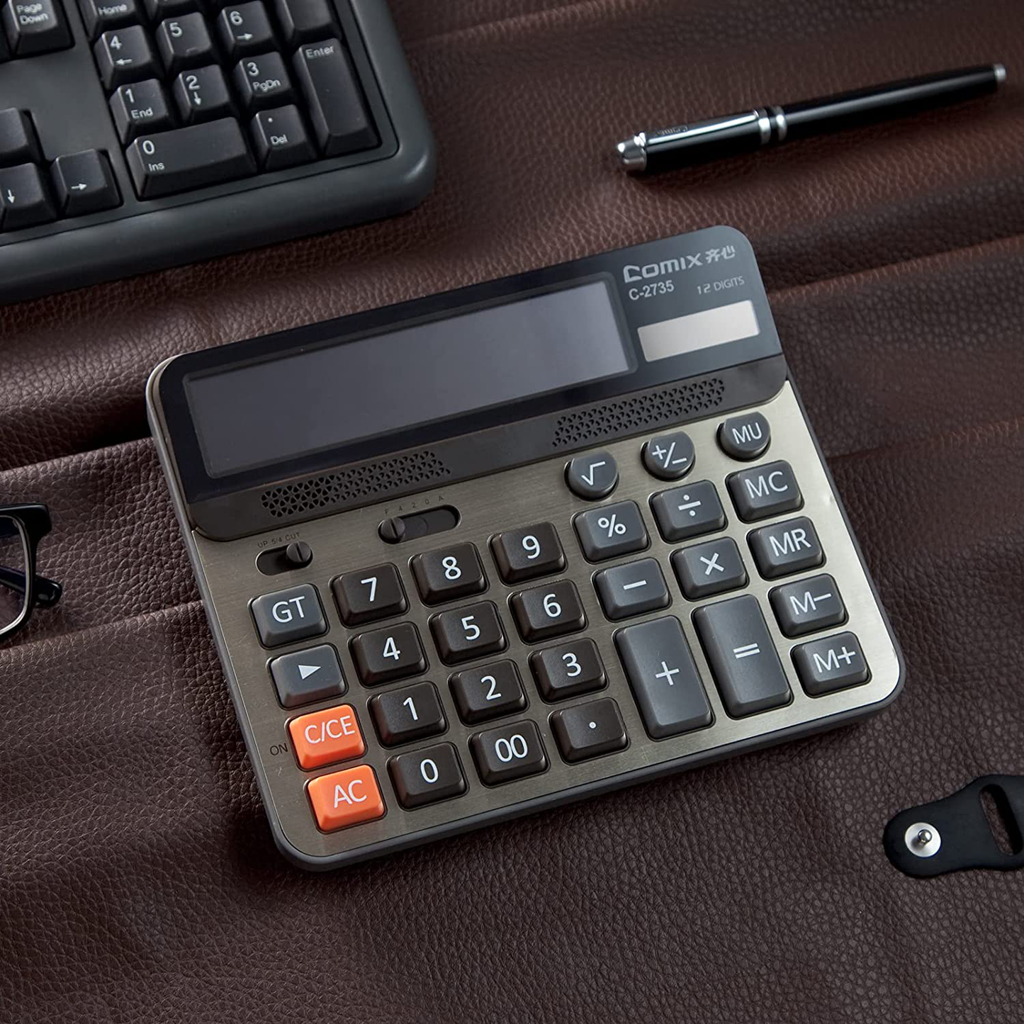 Comix Desktop Calculator, Large Computer Keys, 12 Digits Display, Champaign Gold Color Panel, C-2735