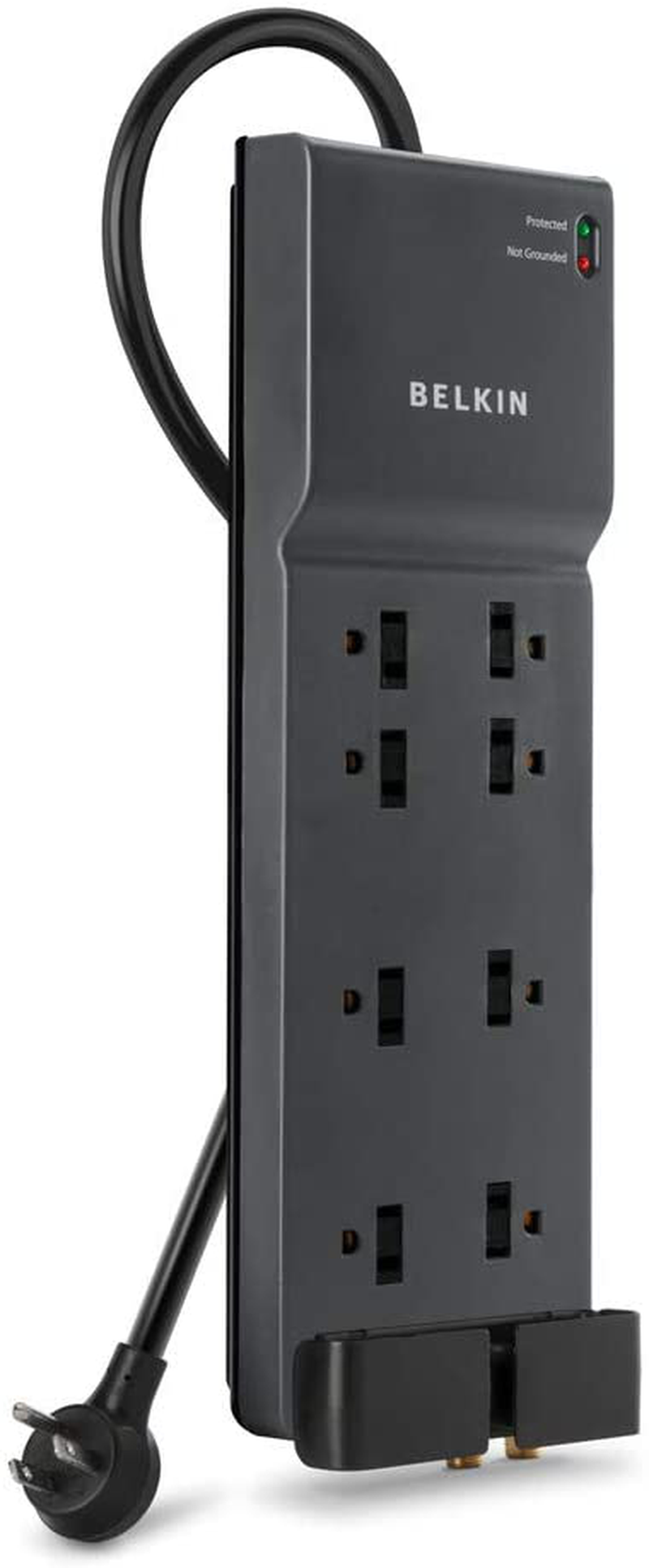Belkin Power Strip Surge Protector Long Flat Plug Heavy Duty Extension Cord for Home, Office, Travel, Computer Desktop, Laptop & Phone Charging Brick (3,940 Joules)