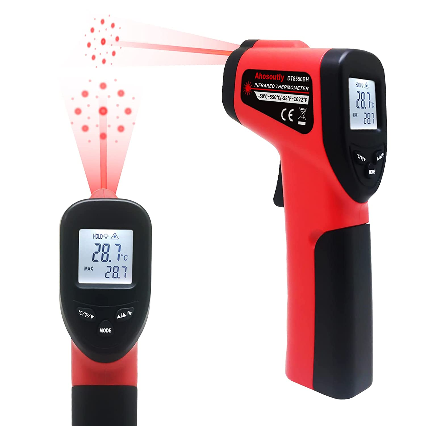 Infrared Thermometer Temperature Gun -58℉~1022℉ (-50℃~550℃) 9-Point Laser Non-Contact Instant-Read Digital Laser Infrared Ir Thermometer with Backlight