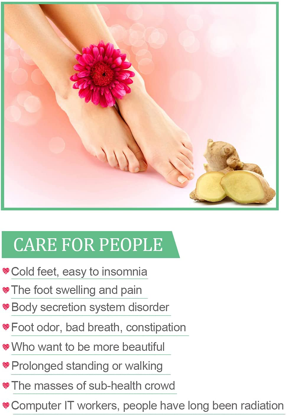 Foot Pads | Ginger Foot Pads for Your Good Feet | Foot and Body Care | Apply, Sleep & Feel Better | All Natural & Premium Ingredients for Best Combination & Results | 20 PCS