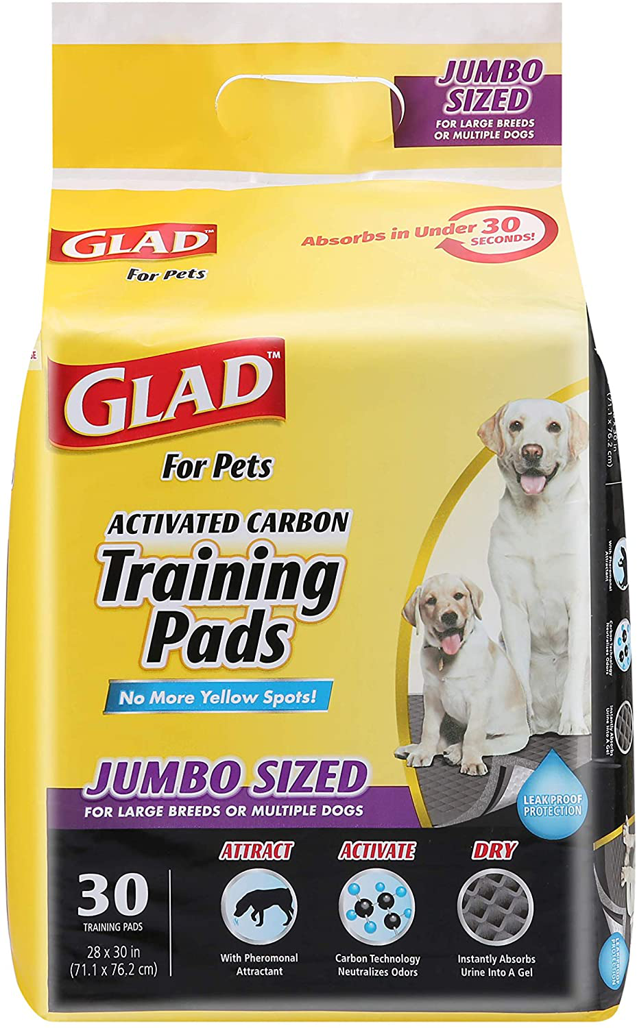 Glad for Pets Black Charcoal Puppy Pads-New & Improved Puppy Potty Training Pads That ABSORB & NEUTRALIZE Urine Instantly