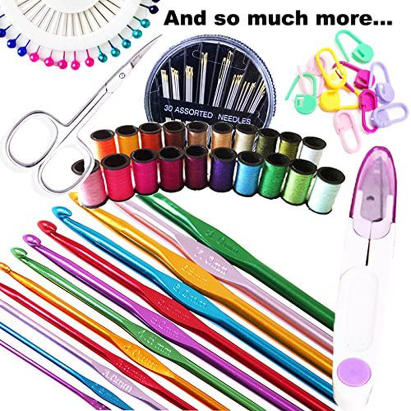 ARTIKA Sewing kit & Crochet kit, DIY Over 100 Premium Sewing and Crocheting Supplies, Free Extra Knitting Accessories - Travel Sewing kit, for Beginners, Emergency, Kids, Summer Campers and Home