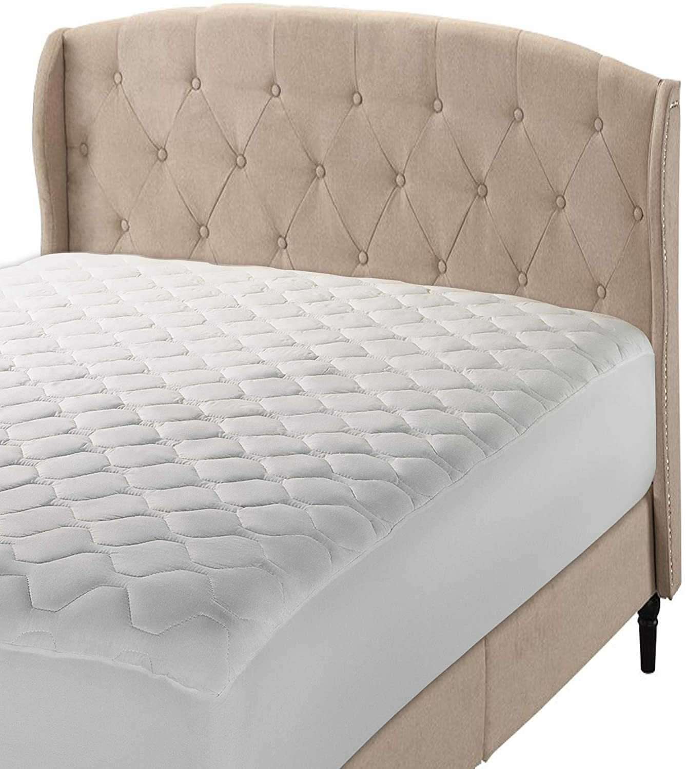 The Grand Twin Extra Long Mattress Pad Cover, Fitted Deep Pockets, Only Quality Fabrics Used & Breathable, Twin XL / Used for Split King (39x80 Stretches to 14 Inches)