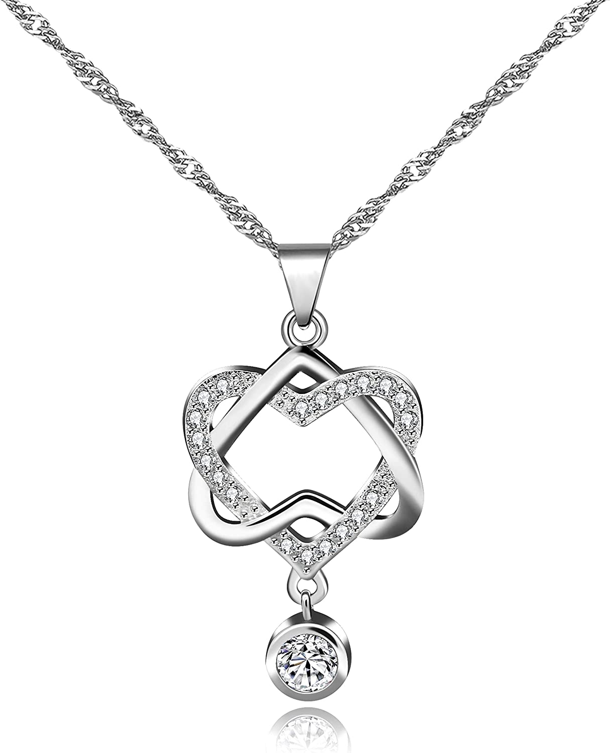 Uloveido Silver Color Arrow Heart Pendant Necklace Valentines Jewelry