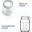 Regular-Mouth Glass Mason Jars, 16-Ounce (5-Pack) Glass Canning Jars with Silver Metal Airtight Lids and Bands with Measurement Marks, for Canning, Preserving, Meal Prep, Overnight Oats, Jam, Jelly,