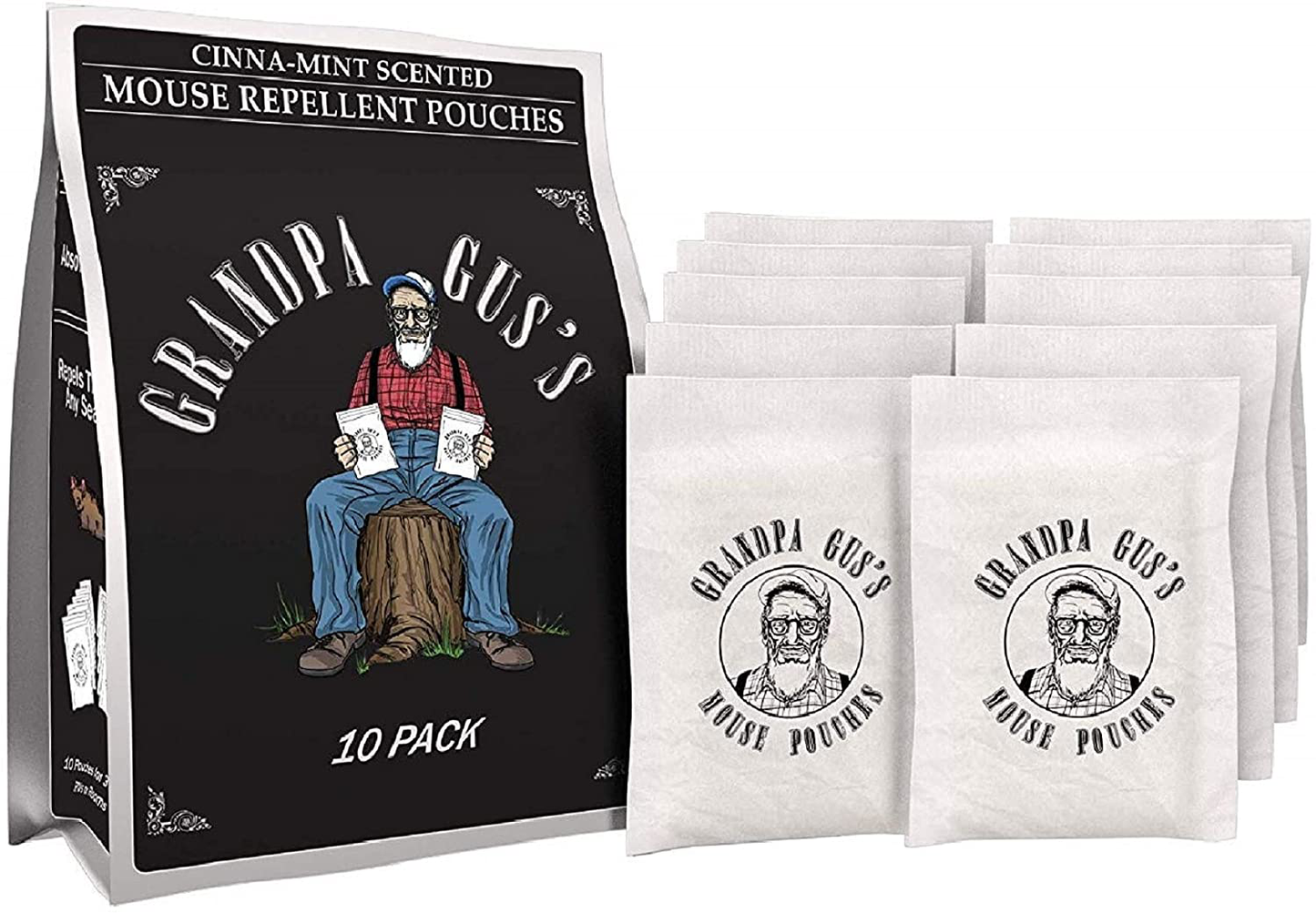 Grandpa Gus's Mouse Repellent, Natural Cinnamon & Peppermint Oil For Large Indoor & Multiple Implements/Vehicles, Absorb Odors