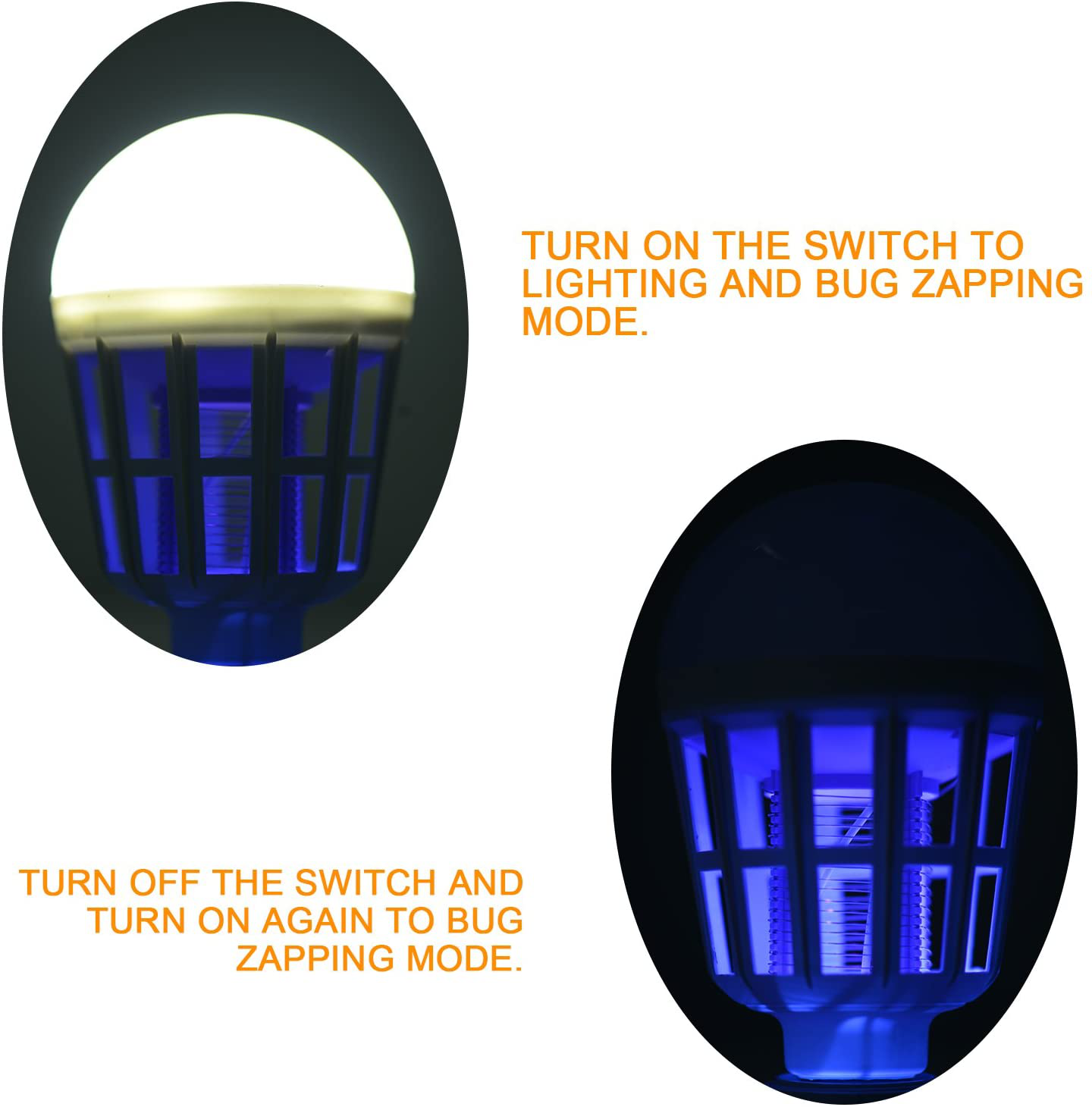 SUNNEST Bug Zapper, 2 in 1 Mosquito Killer Lamp Bug Zappers Light Bulb, Electronic Insect & Fly Killer for Home Kitchen Indoor Outdoor Patio Backyard - 110V E26/E27