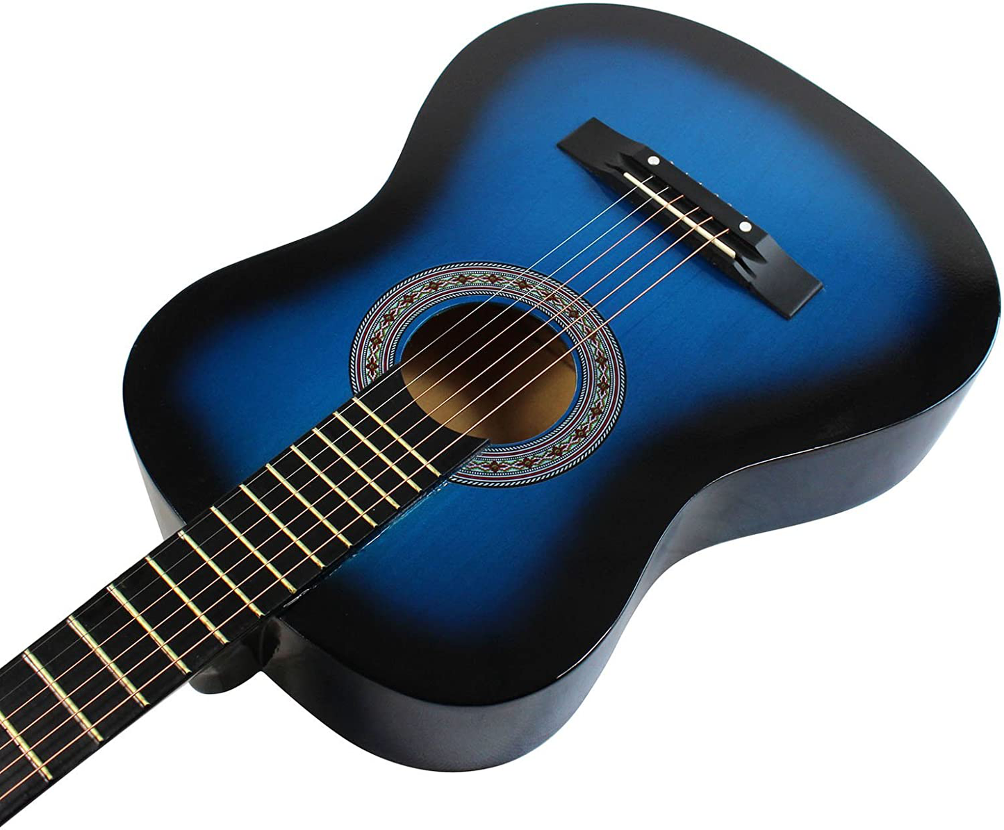 YMC 38" Blue Beginner Acoustic Guitar Starter Package Student Guitar with Gig Bag,Strap, 3 Thickness 9 Picks,2 Pickguards,Pick Holder, Extra Strings, Electronic Tuner