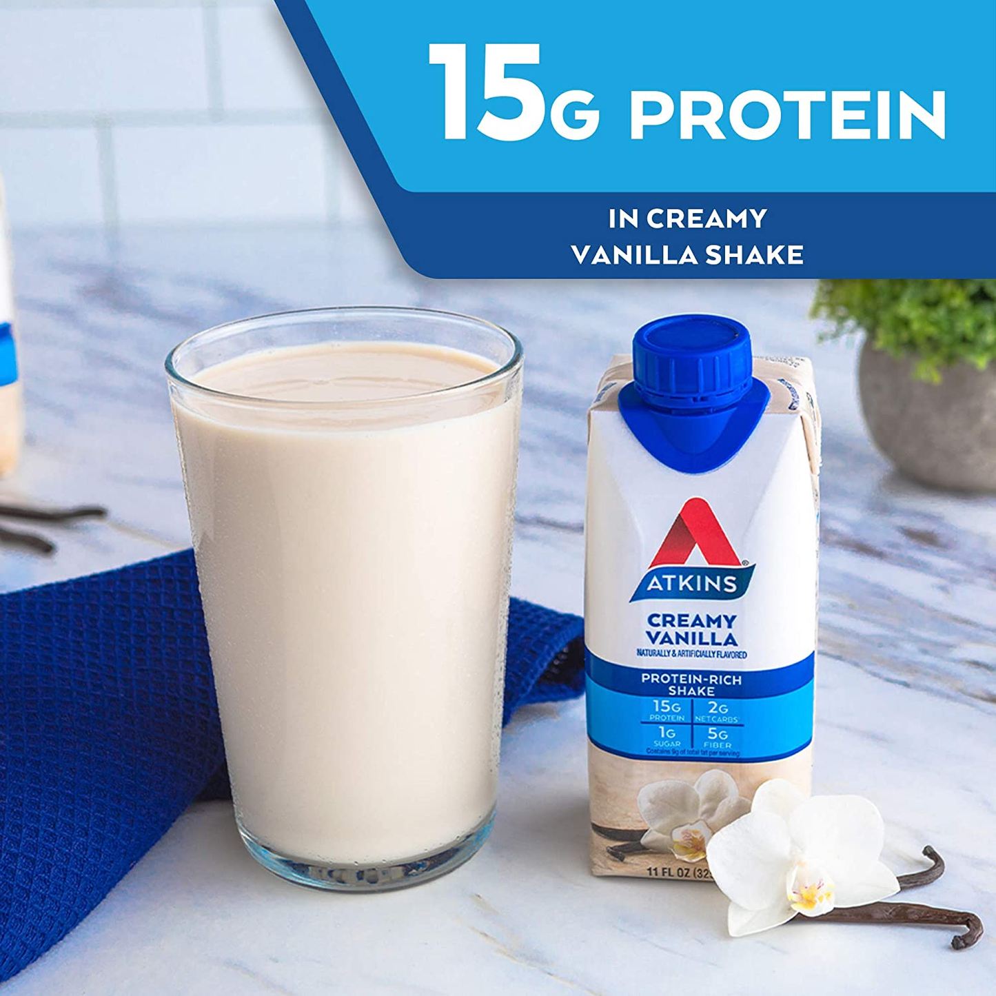 Atkins Creamy Protein-Rich Shake with Creamy Vanilla, 12 Count