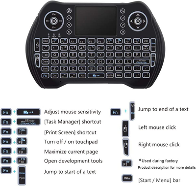 2.4G Wireless Backlit Mini Keyboard Handheld Keyboard with Touchpad Mouse for Android TV Box Game Pad Smart Phone Tablet Mac Linux Windows Os,Upgrade Mini Keyboard