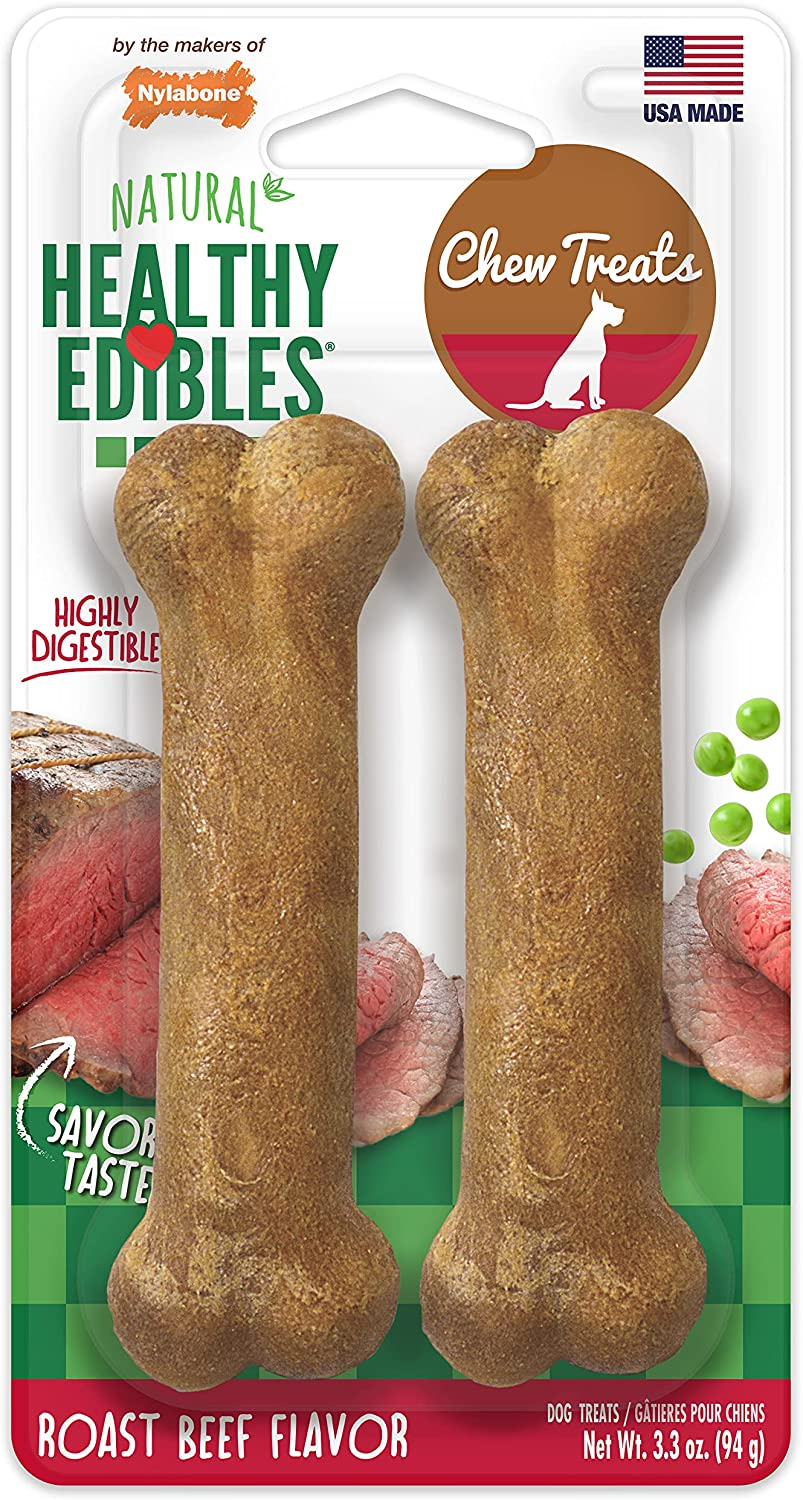 Nylabone Healthy Edibles All-Natural Long Lasting Bacon Flavor Chew Treats 3 Count Bacon Small/Regular