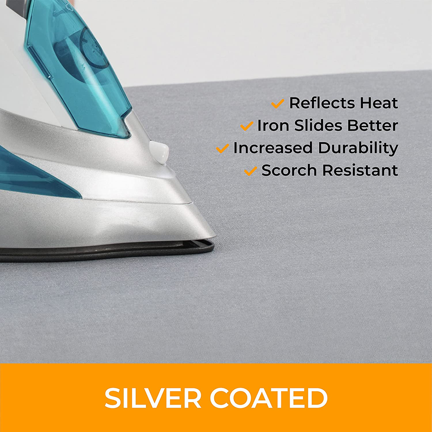 happhom Ironing Board Cover and Pad Extra Thick Heavy Duty Padded 4 Layers, Silver Coated Ironing Board Cover, Non Stick Scorch and Stain Resistant Standard Size 15x54 Inch with Elasticized Edges