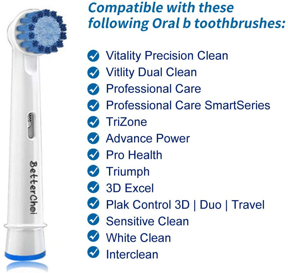 8 Pack Sensitive Gum Care Replacement Brush Heads Compatible with Oral b Braun Electric Toothbrush. Soft Bristle for Superior and Gentle Clean