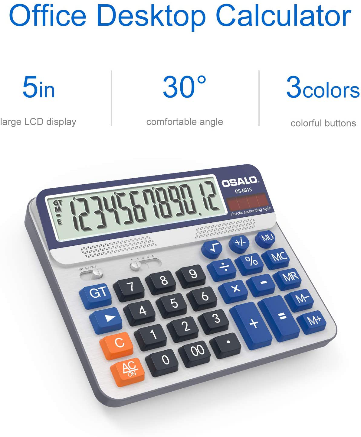 Pendancy Large LCD Display Button 12 Digits Desktop Calculator(OS-6815)