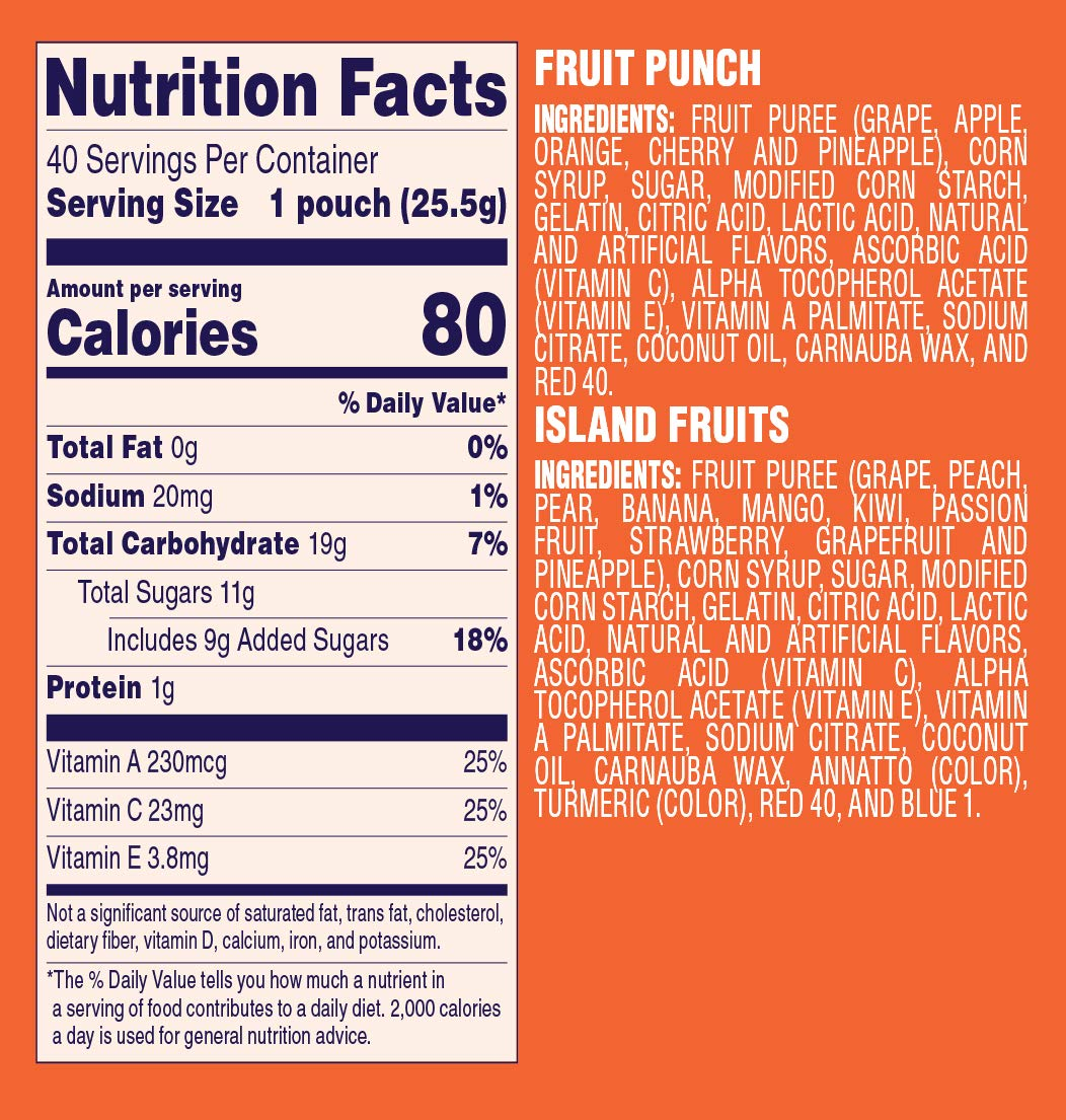 Welch'S Fruit Snacks, Fruit Punch & Island Fruits Variety Pack, Gluten Free, Bulk Pack, 0.9 Oz Individual Single Serve Bags (Pack of 40)