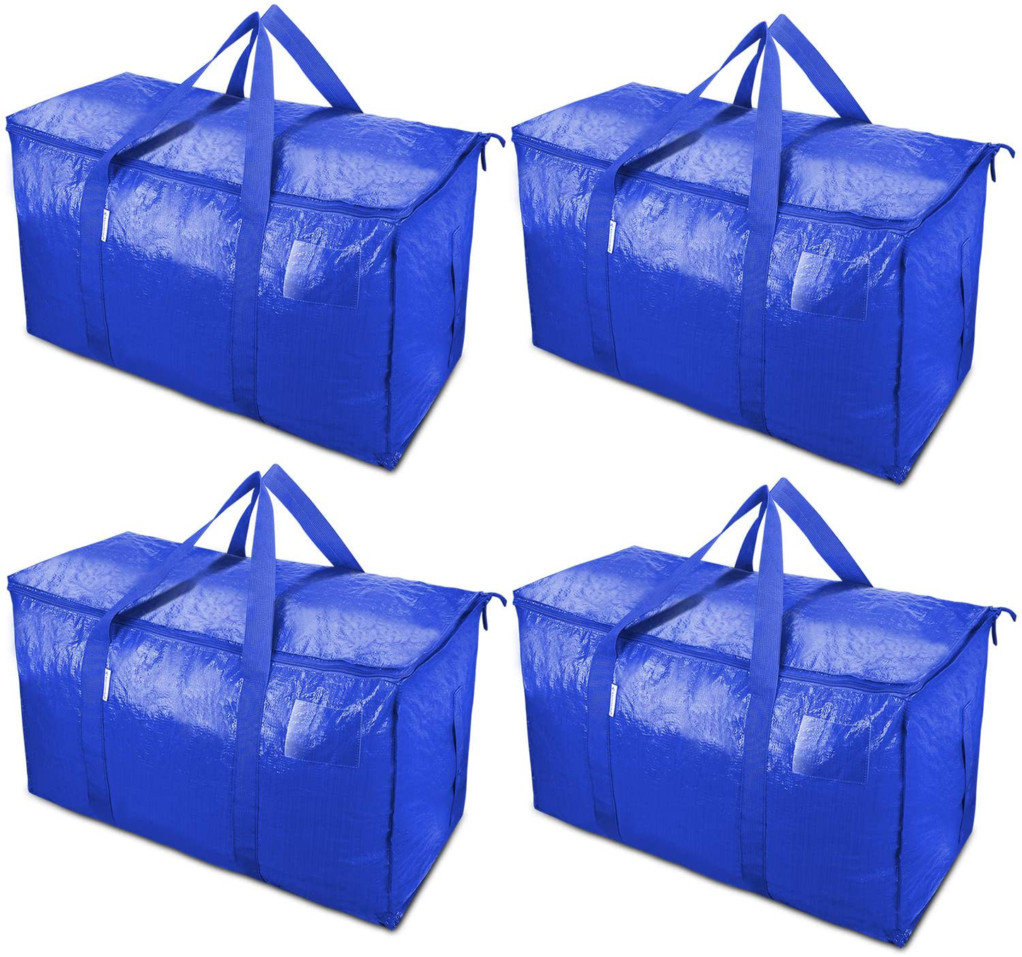 Extra Large Moving Bags with Zippers & Carrying Handles, Heavy-Duty Storage Tote for Space Saving Moving Storage (Blue)