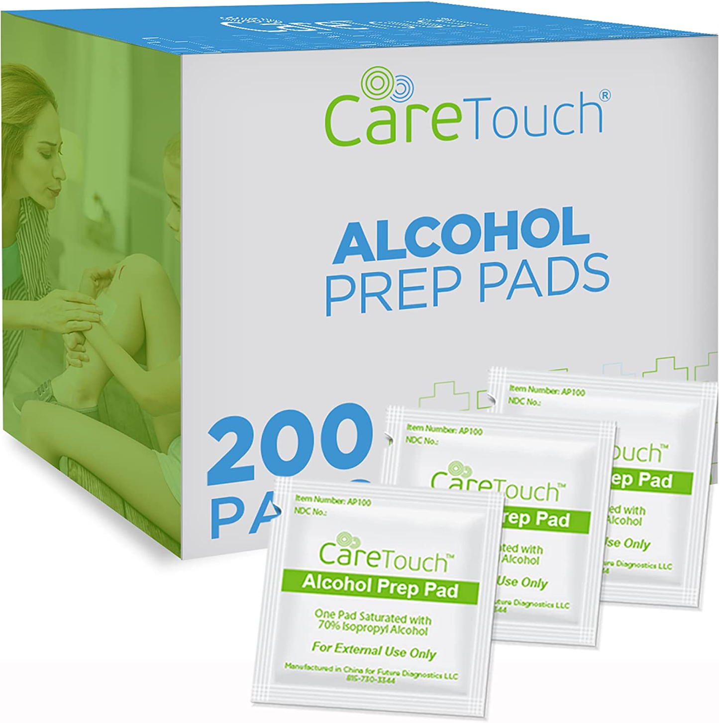 Alcohol Wipes | Individually Wrapped Alcohol Prep Pads with 70% Isopropyl Alcohol, Great for Medical & First Aid Kits | Sterile, Antiseptic 2-Ply Alcohol Swabs - 100 Count