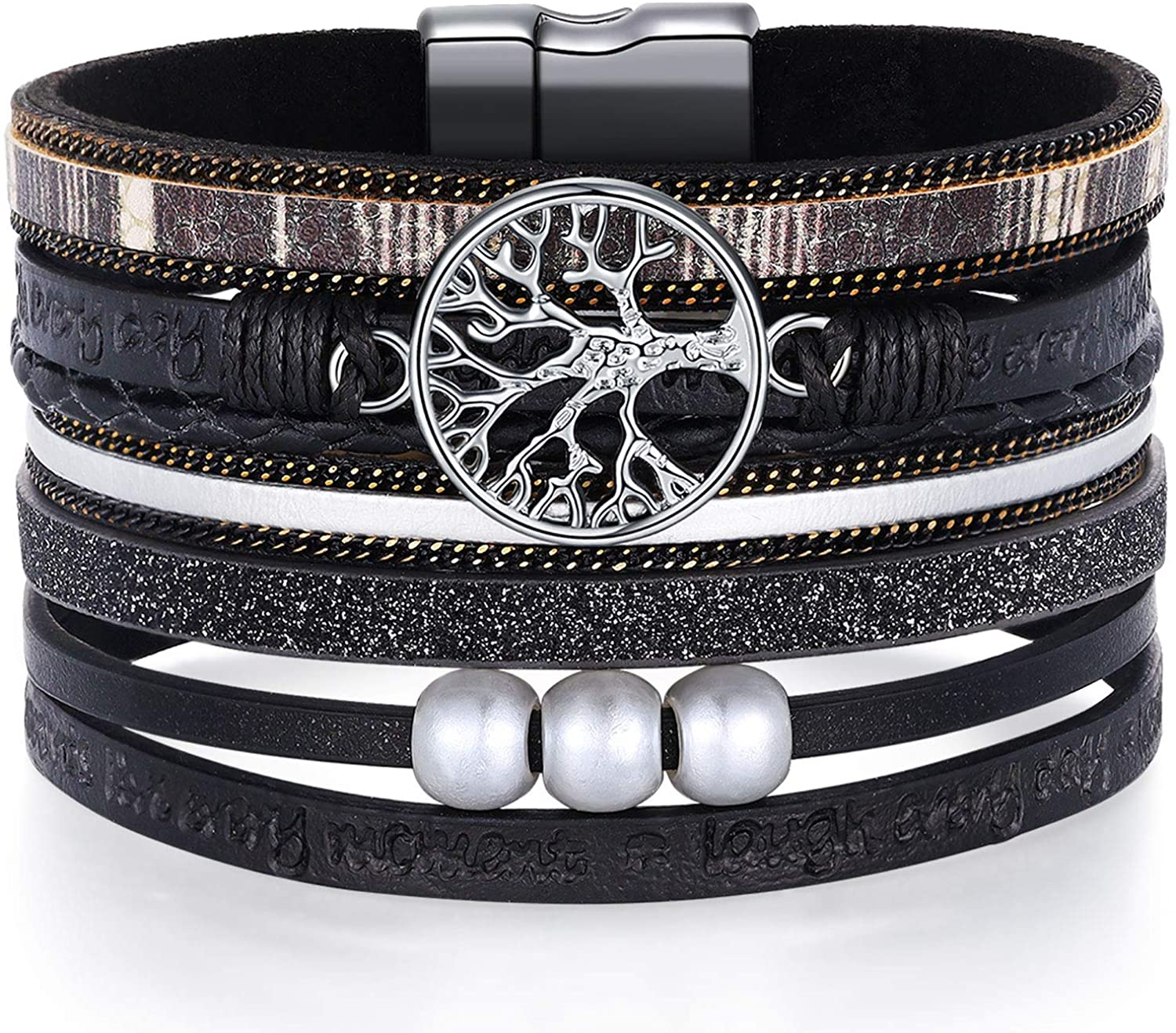 Inspirational Tree of Life Leather Bracelets for Women,Birthday Easter Jewelry Gifts for Teens Girls