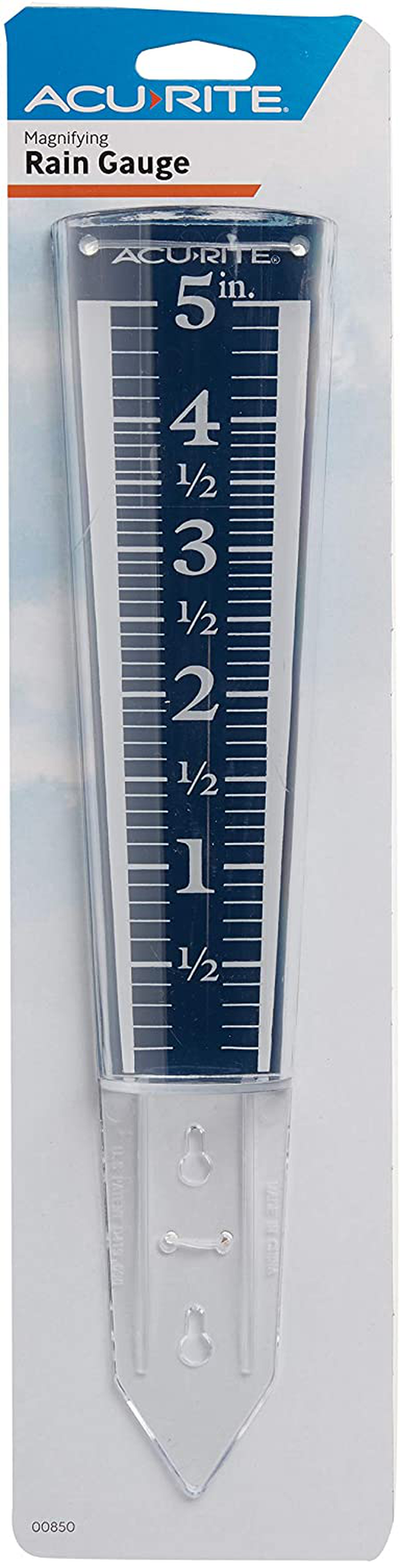 AcuRite 00850A2 5-Inch Capacity Easy-Read Magnifying Rain Gauge, Blue,12.5-inch