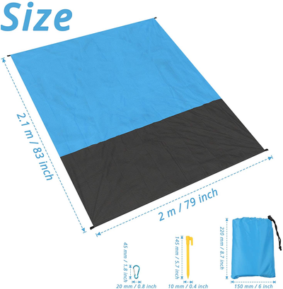 YEEPSYS Beach Blanket Picnic Blankets for 4-7 Adults, Oversized Lightweight Beach Mat, Portable Picnic Mat, Sand Proof Mat for Travel, Camping, Hiking, Packable W/Bag (79''×83'', Blue)