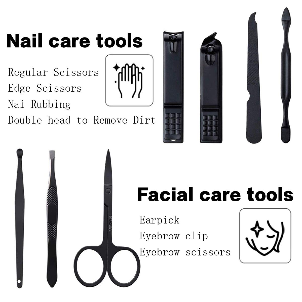 Manicure Kit Nail Clippers Set Stainless Steel Professional Pedicure Black 7 in 1 Grooming Kit Nail Scissors Cutter Ear Pick Tweezers Scissors Eyebrow Nail File for Man&Women Gift (Red_7In1)