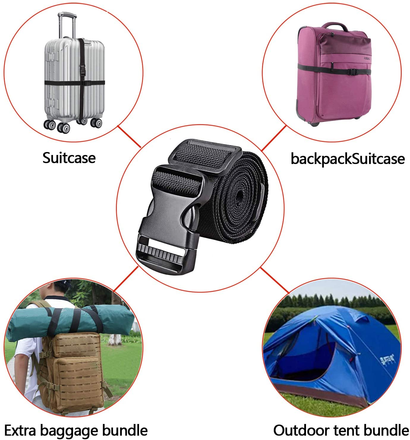 Premium Utility Straps with Quick Release Buckle Adjustable Short Nylon Lashing Straps for Backpack Tactical Lashings Camping Gear Sleeping Bag Mattress and More(Black 4Pcs/6.5Ft)