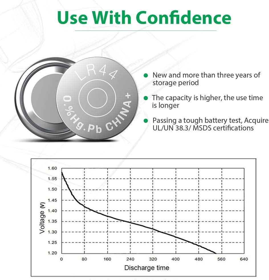 40 Pack LR44 AG13 357 303 SR44 Batteries 1.5V Button Coin Cell Battery