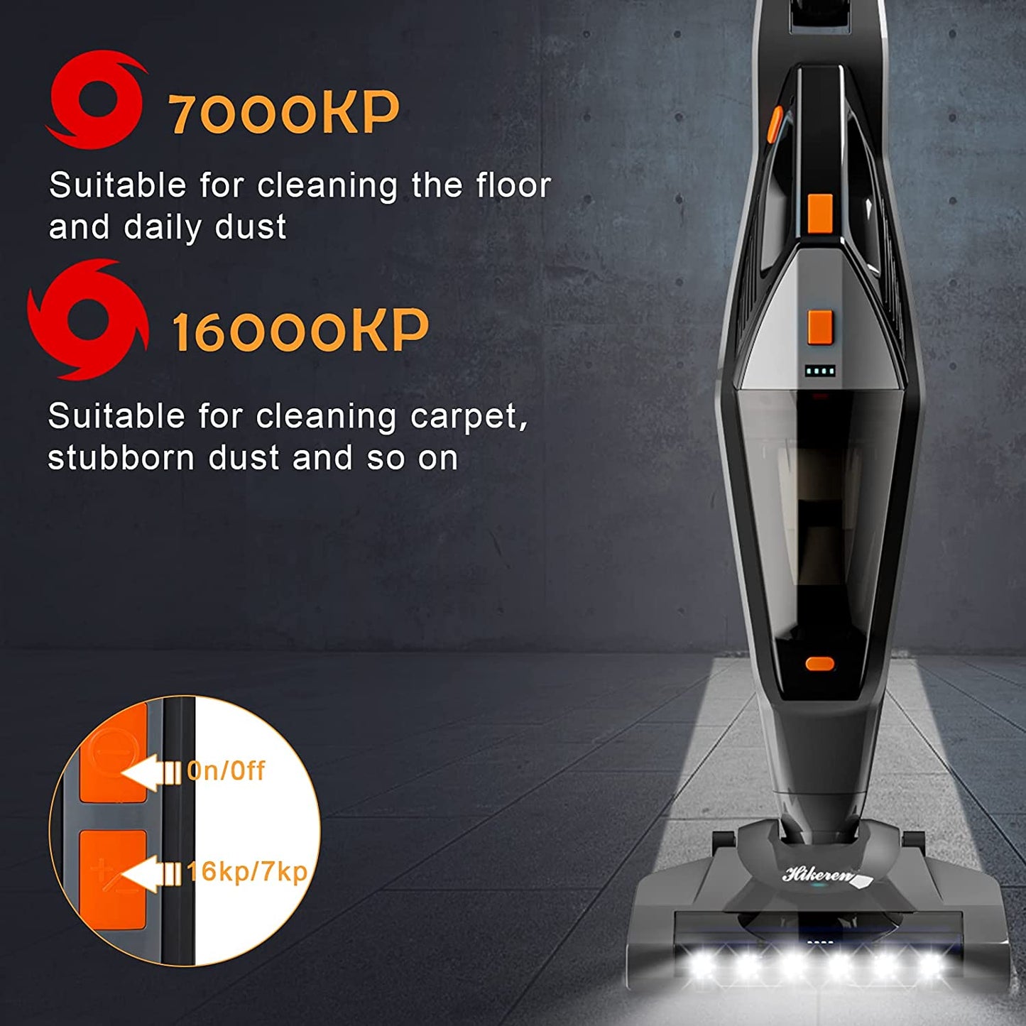 Wet Dry Cordless-Vacuum Cleaner-Lightweight-Powerful Floor-Cleaning - 2 in 1/ 16Kpa Handheld Vacuum with Washable HEPA Filter Portable for Home,Pet Hair,Carpet