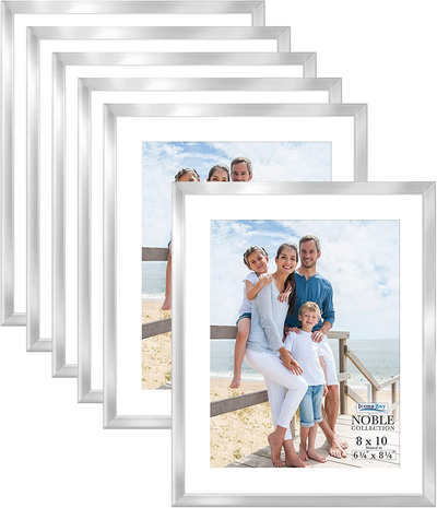 Icona Bay 8x10 Picture Frames (Silver, 6 Pack), Modern Professional Frame Set, Noble Collection